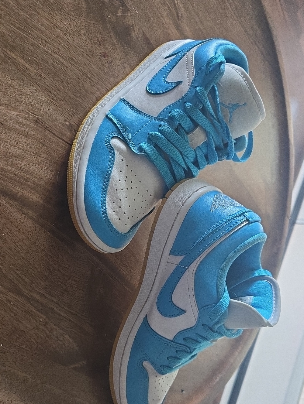 NIKE Jordan Kids Blue and White Low-Top Sneakers
